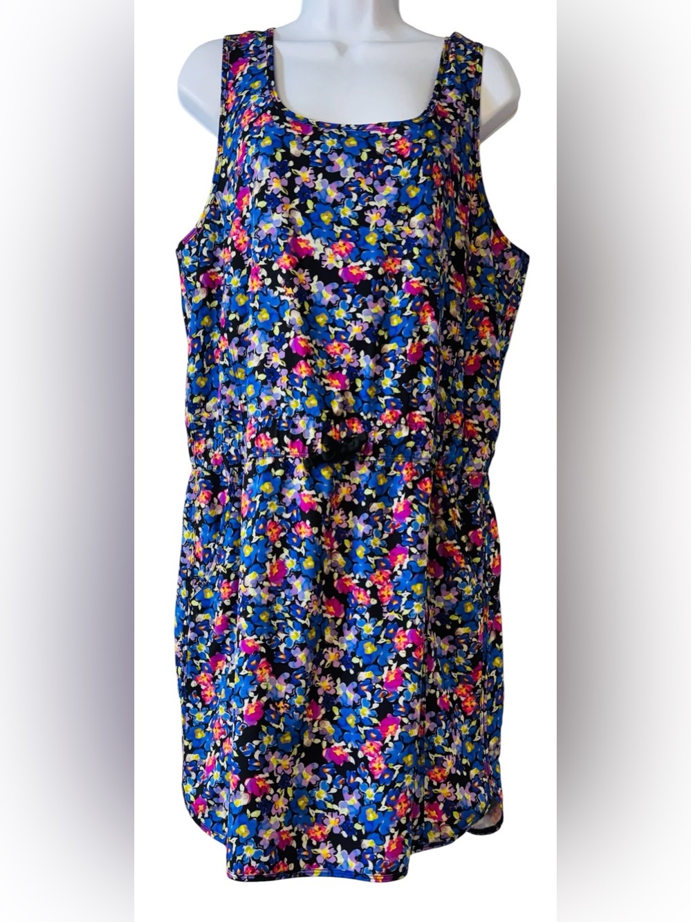 RBX Activewear Dress Stretch Woven Blue Floral Pullover Sleeveless Pockets Sz L - Picture 12 of 12
